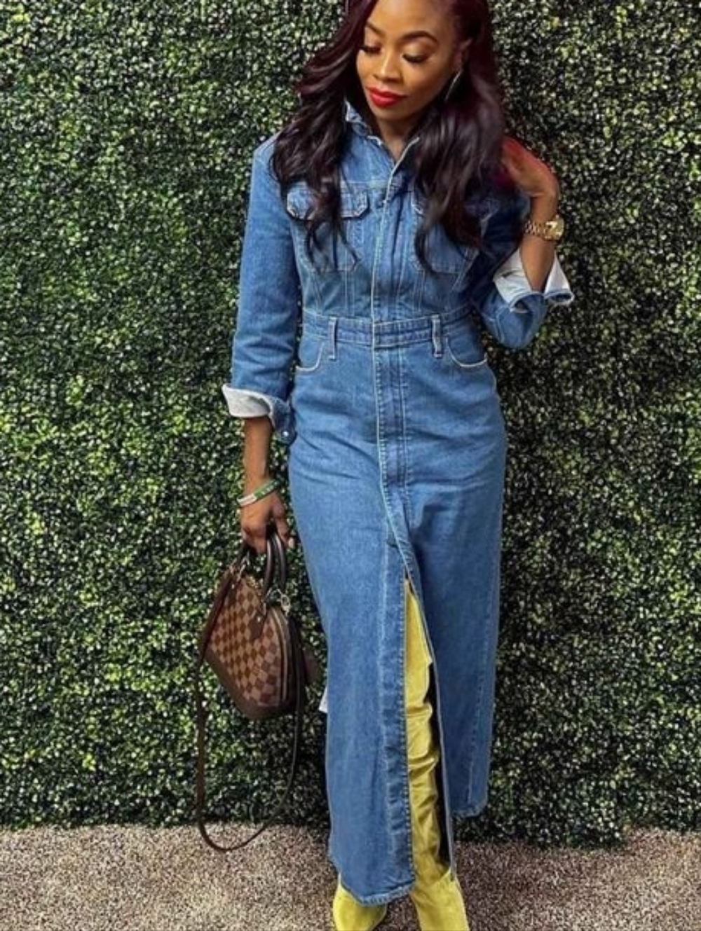 Universal Thread Women's Long Sleeve Denim Maxi Shirtdress  Medium Blue Nwt